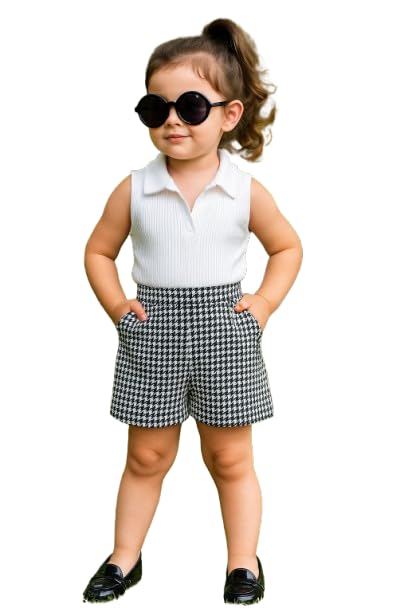 Image of Ninas Baby Girls Solid Cotton Blend Style Top and Shorts Set for kids (Black)