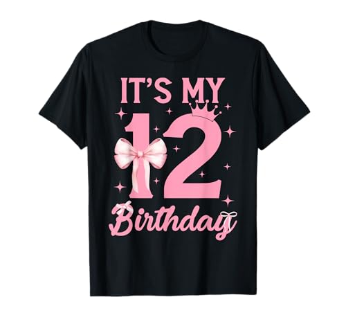 It's My 12th Birthday Girl Coquette Bow 12 Yr Old Aesthetic T-Shirt