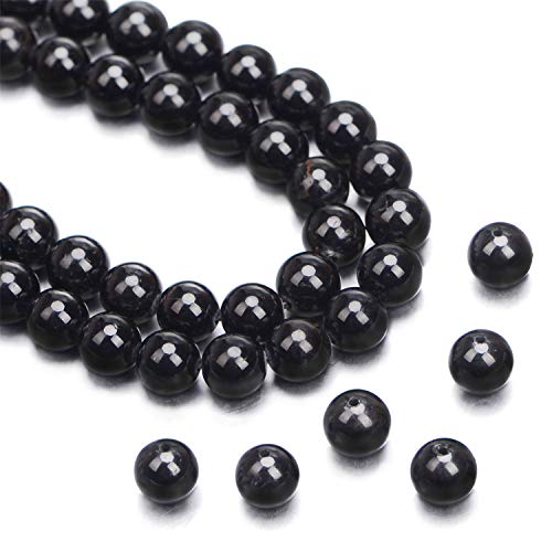 Image of Natural Black Tourmaline Gemstone Round Beads 15.5aa‚¬A inch A Grad (8mm)