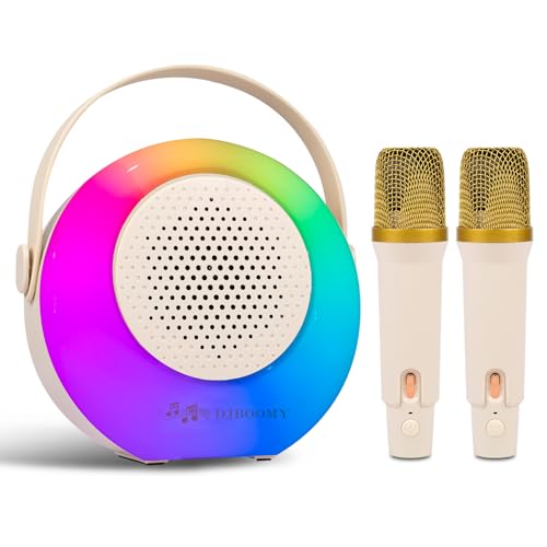 Wireless Mini Karaoke Machine for Kids: Portable Bluetooth Speaker Set with 2 Microphones Colorful Lights - Singing Karaoke System Music Gifts for Girls Boys Birthday Christmas