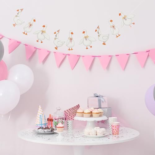 Image of Silly Goose Birthday Garland, Goose Themed Party Decorations, Farm Animal Party Supplies, Boy Girl Birthday Banner, Vintage Goose Animal Themed Banner