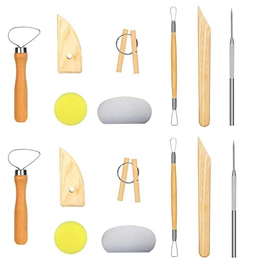 16 PCS Pottery Tools and Clay Sculpting Tool Set, Wooden Clay Tools (2-Pack)