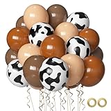 Cow Print Balloons Set, 12Inch 60pcs Brown Cow Print Nude Brown Latex Balloons For Adult Use Only Western Farm Themed Party Decorations