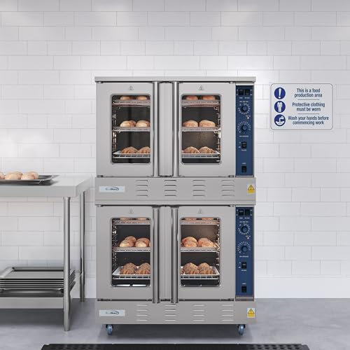 Image of KoolMore 38 in. Full-Size Double Commercial Natural Gas Convection Oven 108,000 BTU With stacking And Casters in Stainless-Steel (KM-DCCO54-NGC)