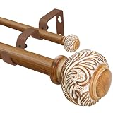 BHSRODS Tringle à rideaux en bois artificiel de 2,5 cm de long, 213 à 304,8...
