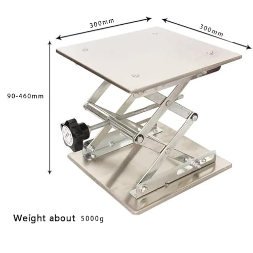 Mesa de laboratorio manual ajustable, plataforma de elevación de tijera de acero inoxidable, altura de 50 a 460 mm, capacidad de carga de 5 a 25 kg, ideal para uso en laboratorio y control remoto