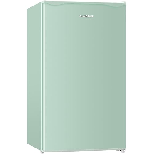 BANGSON Mini Fridge with Freezer, 3.2Cu.Ft, Single Door Small Refrigerator, Energy-efficient, Low Noise, Mini fridge for Bedroom Dorm and Office, Green