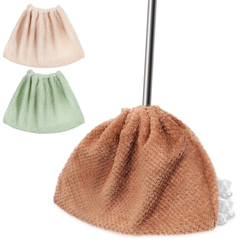 SEWACC Cubiertas para escobas de 3 Unidades en Terciopelo Coral para Barrer Muebles y Suelos con aplicación múltiple en hogares y oficinas Color Aleatorio