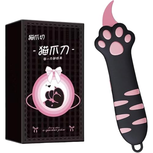 Cute Cat Paw Box Cutter New Upgrades Retractable Cat Claw Knife Easy Slide Package Opener For Boxes Envelopes Packages Paper Tapes Multifunctional Multi-Purpose Utility Knife (Pink)