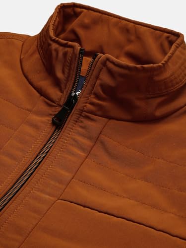 Image of SHOWOFFFF Men Solid Bomber Jacket | Mock Collar Full Sleeves Nylon Jacket for Mens | Slim Fit Regular Length Jacket for Men's