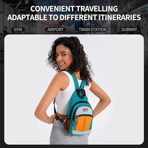 Small Sling Bags for Women Crossbody Backpack Multi-Pocket Adjustable Strap Daypack for Outdoors Hiking Traveling (green)