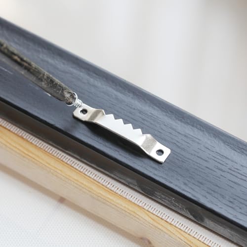 Image of 100 Pack Heavy Duty Sawtooth Picture Hangers with 200 Screws Silver Small Sawtooth Hangers for Picture Frames, Paintings, Artwork, Photos, and Home Decor Silver Sawtooth Picture Frame Hangers
