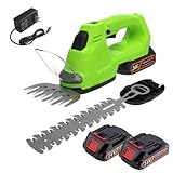 2-in-1 Akku-Heckenschere & Grasschere 21V Bürstenlos mit 2 Akkus & Ladegerät, Elektrische Strauchschere mit 2 Klingen (32cm Heckenschneider + 13cm Grasschneider), Leicht & Kabellos für Gartenarbeit