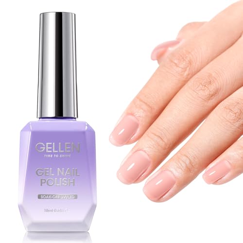 GELLEN Milky Nude Pink Gel Nail Polish 18ml, Sheer Translucent Soak Off UV LED Gel for DIY French Tips, Long-Lasting Salon Quality #715