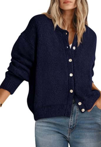 Image of PRETTYGARDEN Long Sleeve Crewneck Button Down Womens Sweaters Fall Open Front Chunky Cardigan Sweaters for Women 2026