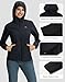 Pionner Camp Womens Rain Jacket 30000mm Waterproof Full Zip Softshell Fleece Lined Insulated Windbreaker with Hood, Black, S