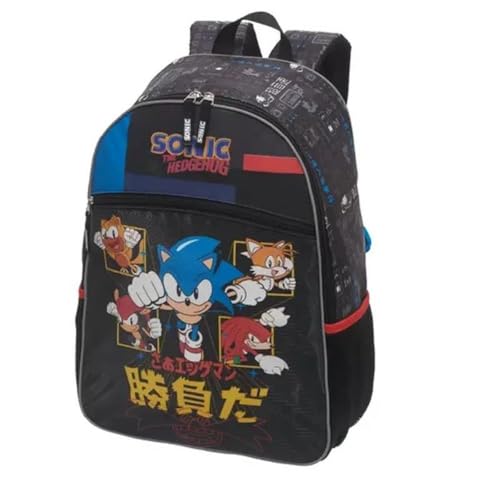Kit Mochila De Costas Sonic Go Fast + Lancheira+ Estojo