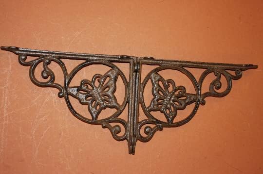 Set of 6 - DIY Cast Iron Butterfly Design Shelf Bracket B-16-6