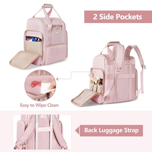 Large Makeup Backpack with 3 Clear Makeup Bags, Double Layers Professional Makeup Travel Case with Brushes Storage Section for Makeup Artists4