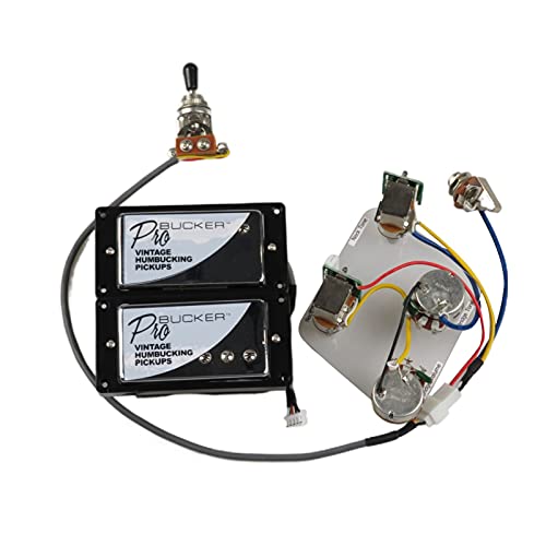 ハムバッカーピックアップ、アルニコ 5 プロバッカープッシュ/プル配線ハーネスダブルコイルエレキギターピックアップ、エピフォンギターハムバッカーピックアップ用 (ゴールデンBKフレーム) (クロムBK)