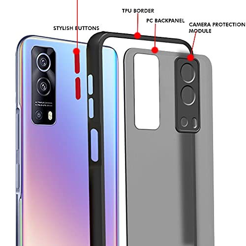 Image of TheGiftKart Translucent Hybrid Back Case Cover for iQOO Z3 5G | Smoked Matte Back | 360 Degree Protection | Protective Hard Back Case Cover for iQOO Z3 5G (TPU & PC | Black Bumper)
