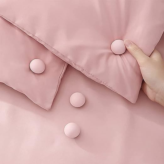 Thea Duvet Clips | Round Fixing Clips with Buttons | Non-Slip Quilt Holder | Double Sided Pin Fasteners for Linen, Fabric, Buttons, Quilt, Blanket, Cushions, Curtains (Pack of 8)