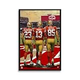 Sporticulture NFL American Football Framed Wall Art - San Francisco 49Ers - Christian Mcaffrey - Brock Purdy - George Kittle - Picture Poster for Boys Bedroom and Man Cave, Ready to Hang, 14" x 20"