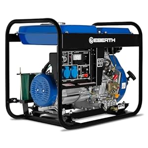 EBERTH 5000 Watt Notstromaggregat Diesel, Stromerzeuger Stromaggregat mit 10 PS Dieselmotor, 4-Takt, E-Starter, 2x 230V, 1x 12V, Automatischer Voltregler AVR, Ölmangelsicherung
