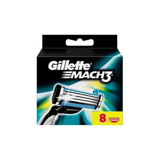 Gillette Mach3 Recharges de Lames de Rasoir pour Homme 8 Unités, conçues en acier pour une coupe précise et jusqu’à 15 rasages par lame