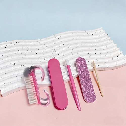 Nail Buffer -5pcs Mini Nail File Kit Double-Sided Disposable Nail File Wooden Cuticle Pusher Nail Cleaning Tools Nail