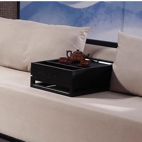 Mesa Baja De Madera Maciza Estilo Japonés - 65x40x40 Cm, Color Marrón Oscuro, Multifuncional