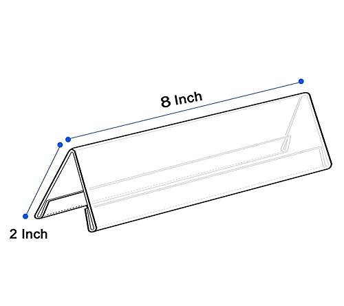 Image of Shuban Clear Acrylic Desk Name Plate Holder 10 Pack 2-Sided 08 Inchx02 Inch V-Shaped Display Stand, Table Place Cards,Signs & Labels Reusable for Office,Business,Weddings,Restaurants & Schools