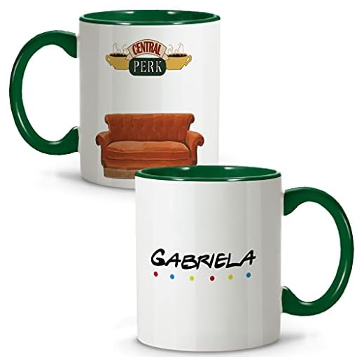 LolaPix Friends Taza. Tazas Personalizadas. Tazas con Frases. Tazas Desayuno Originales. Regalos Personalizados. Tazas asa e Interior Verde Oscuro