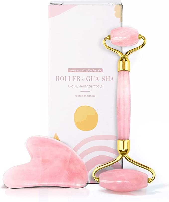 SHADY CHARM Rose Quartz Jade Roller For Face And Gua Sha Facial Tools Guasha Tool For Face - Beauty Cosmetic Facial Skin Massager (Rose Quartz) (B0BVK143LR) Amazon Price History, Amazon Price Tracker