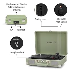 Crosley CR8005F-MT Cruiser Plus Vintage 3-Speed Bluetooth in/Out Suitcase Vinyl Record Player Turntable, Mint - Les Beatles, Paul McCartney, John Lennon, RIngo Starr, George Harrison Crosley CR8005F-MT Cruiser Plus Vintage 3-Speed Bluetooth in/Out Suitcase Vinyl Record Player Turntable, Mint – Image 3