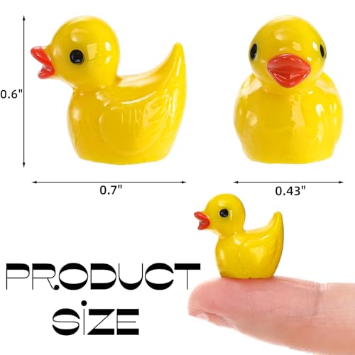 Image of Goaste 300 Pieces Mini Resin Ducks, Tiny Yellow Duck Figurines, Cute Duck Miniatures Bulk for Cake Decoration, School Project Accessories, DIY Crafts, Fairy Garden Landscape Aquarium Decorations