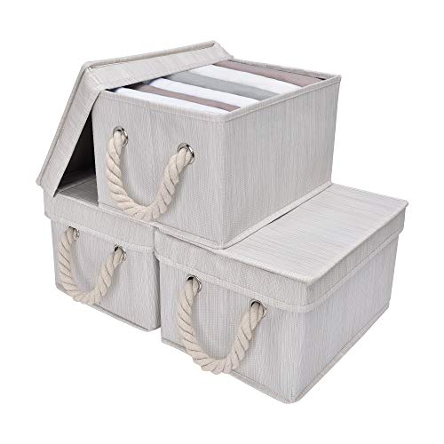 StorageWorks Storage Boxes With Lids, Closet Organizers And Storage Bin With Cotton Rope