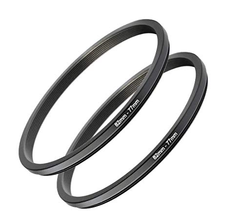 82mm-77mm Step Down Ring [82mm Lens to 77mm Filter], FANZR Camera Lens Filter Adapter Ring Lens, Premium Aluminum (2 Pack)