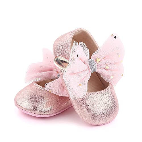 SABATUTU Infant Baby Girls Princess Wedding Dress Mary Jane Flats,Toddler Soft Sole Prewalker Sparkly Lightweight Shoes (a13/Pink, 12-18months) by SABATUTU - Used condition - Image 3