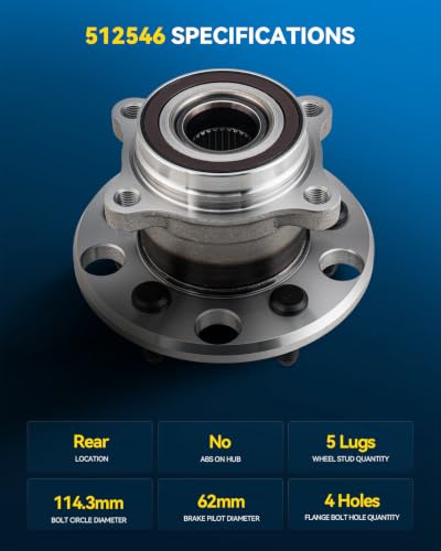 Image of PHILTOP 512546 x2 Rear Wheel Bearing Hub Assembly for Lexus IS250, GS350