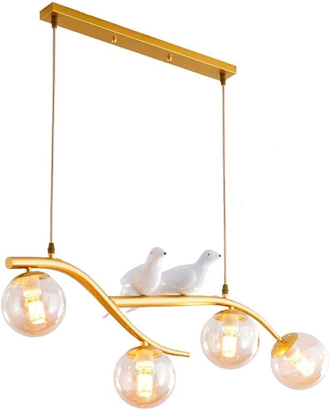 WHLMYH Kroonluchters, Huishoudelijke Kroonluchters, Hanglamp, Hanger Frosted Glazen Globe Hanger Ing Armatuur/Golden/Amber Glass Cover