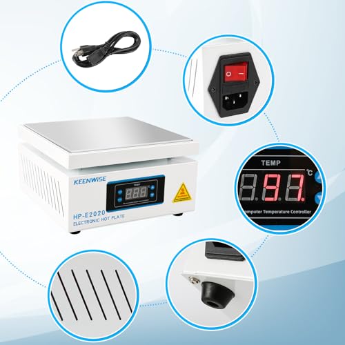 Image of 110V 1080W Soldering Hot Plate, Electric Hot Plate, LED Microcomputer Electric Preheat Soldering Station Welder Hot Plate Rework Heater Lab 200X200mm (7.87 * 7.87in) Plate