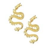 CONGARTENO Pendientes de Mujer con Diseño de Dragón Dorado Joyería Decorativa y Llamativa para Oído Ocasiones Especiales Elegante y