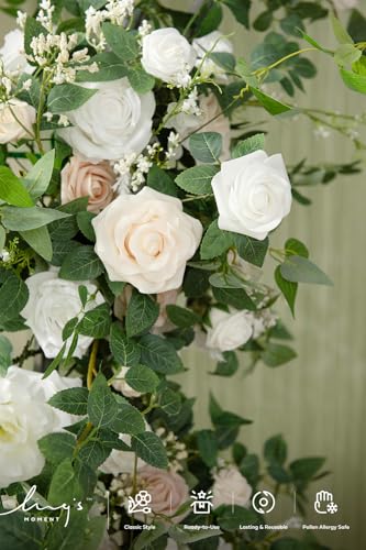 Lings-Moment-Flower-Garland-6FT-Eucalyptus-Rose-Sweetheart-Table-Decor-for-Wedding-Reception-Artificial-Floral-Garland-for-Mantle-Spring-Christmas-Decoration-White-Lily Lings Moment Flower Garland 6FT Eucalyptus Rose Sweetheart Table Decor for Wedding Reception Artificial Floral Garland for Mantle Spring Christmas Decoration White Lily