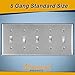 Airmont Products AP-10425, Stainless Steel Toggle Switch Wall Plate, 5 Gang Standard Size 4.50