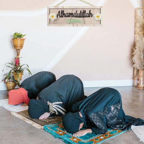 Cartel artístico de Alhamdulillah para paredes aburridas placa de madera Ramadán 6