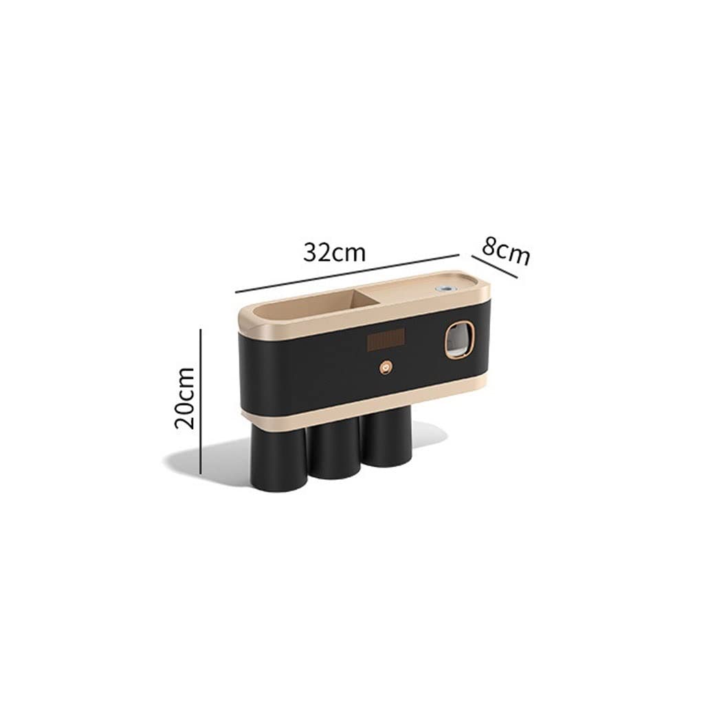 Estante para Cepillos de Dientes Porta dello spazzolino a Muro di spazzolino Intelligente con Bombetta con Un Kit di spremitura Automatico del distributore di dentifricio(B)