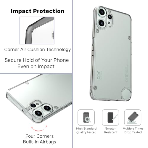 Image of RIGGEAR Shockproof Clear Hybrid Armor Back Cover Case for CMF by Nothing Phone 2 Pro /CMF Phone 2 Pro 5G (Transparent PC and TPU Bumper)