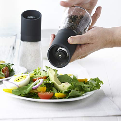 Trudeau Maison Glass And Black 6 Inch Ceramic Grinder And Salt Pepper Mill, 6" #TOP2