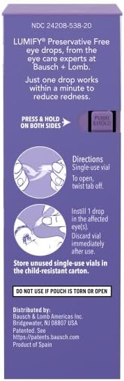 LUMIFY Redness Reliever Preservative Free Eye Drops, 20 Single Use Vials (Pack of 2) - Image 4